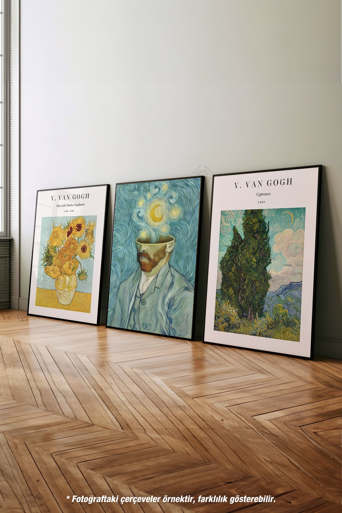 Van Gogh 3'lü Siyah Çerçeveli Poster, Tablo Seti No:25