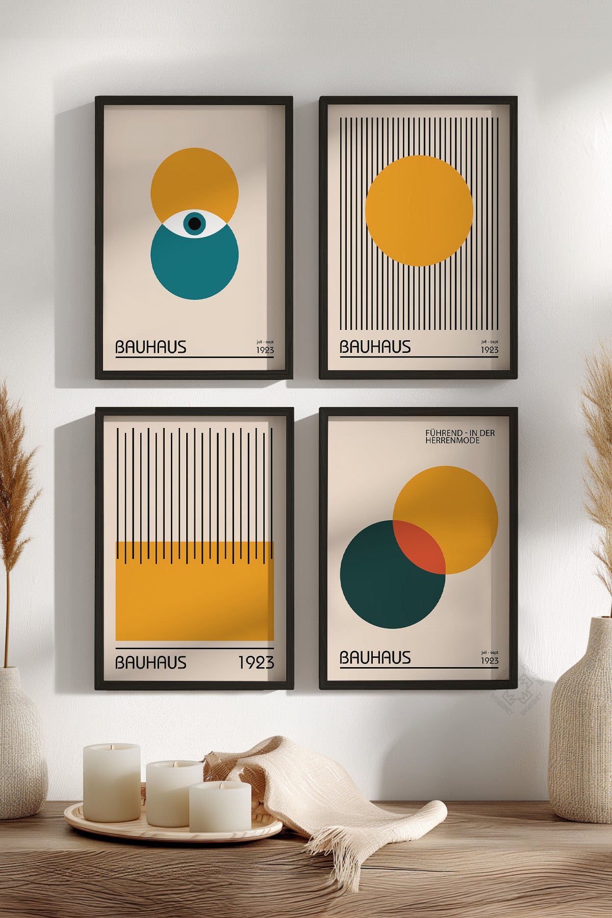 Bauhaus 4'lü Siyah Çerçeveli Poster, Tablo Seti No:23