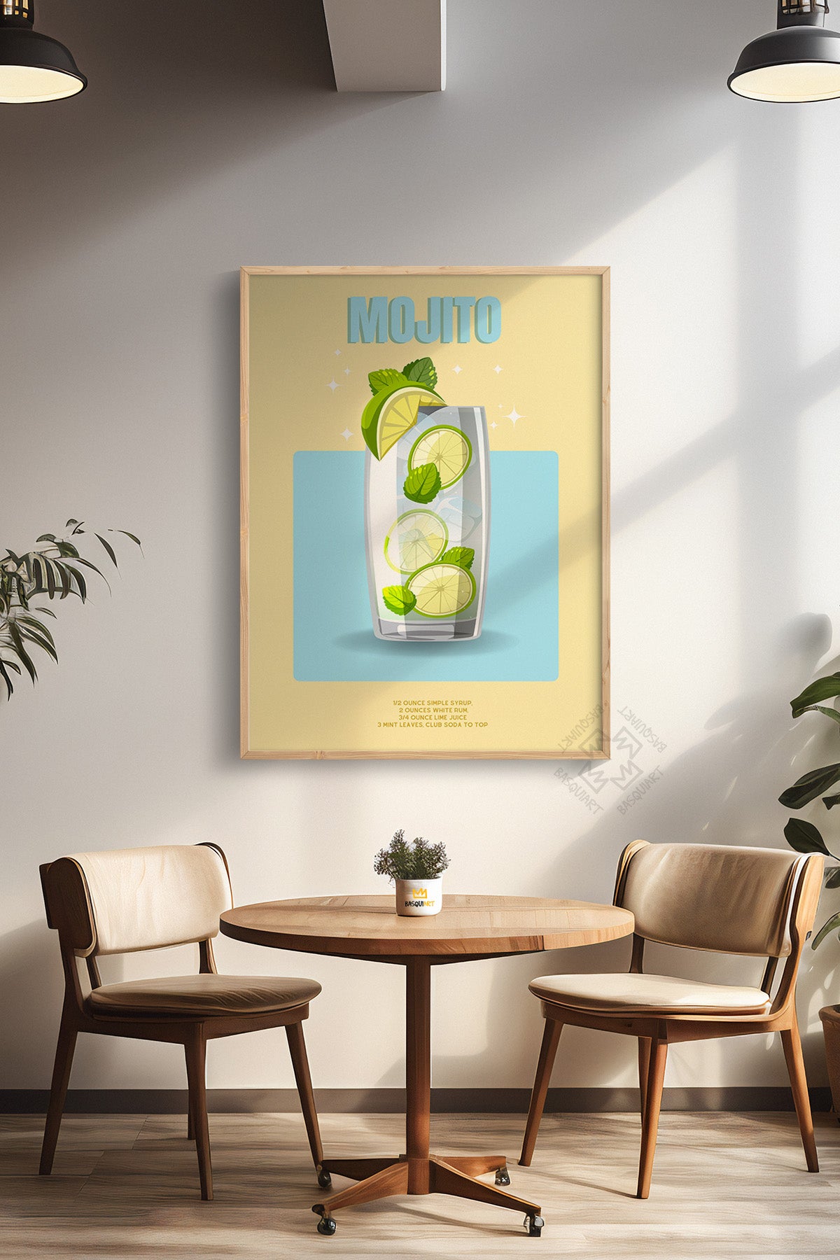 Kokteyl Serisi Ahşap Çerçeveli Poster, Tablo, Cafe, Restoran, Mutfak Duvar Dekoru No:56