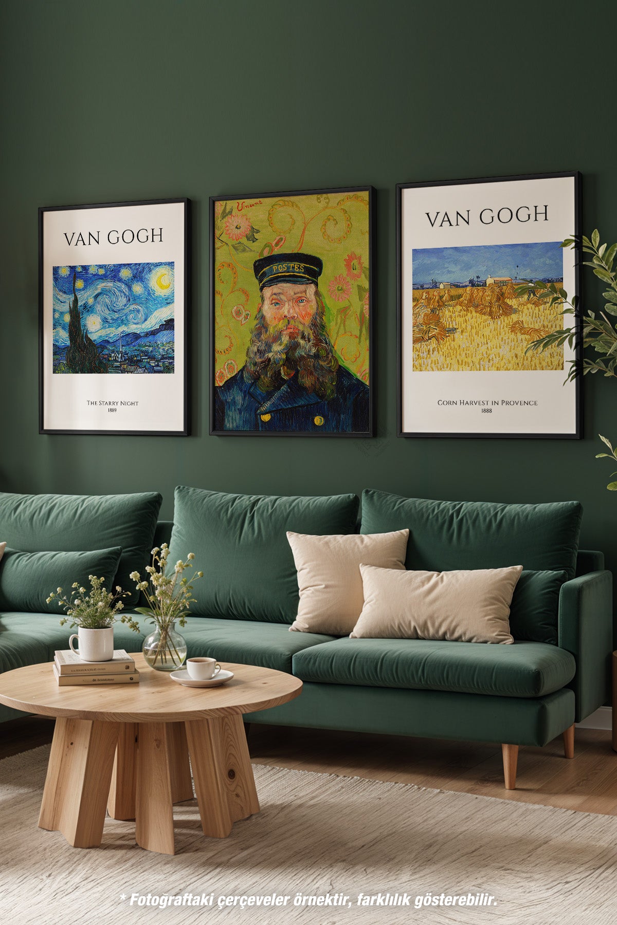 Van Gogh 3'lü Siyah Çerçeveli Poster, Tablo Seti No:1