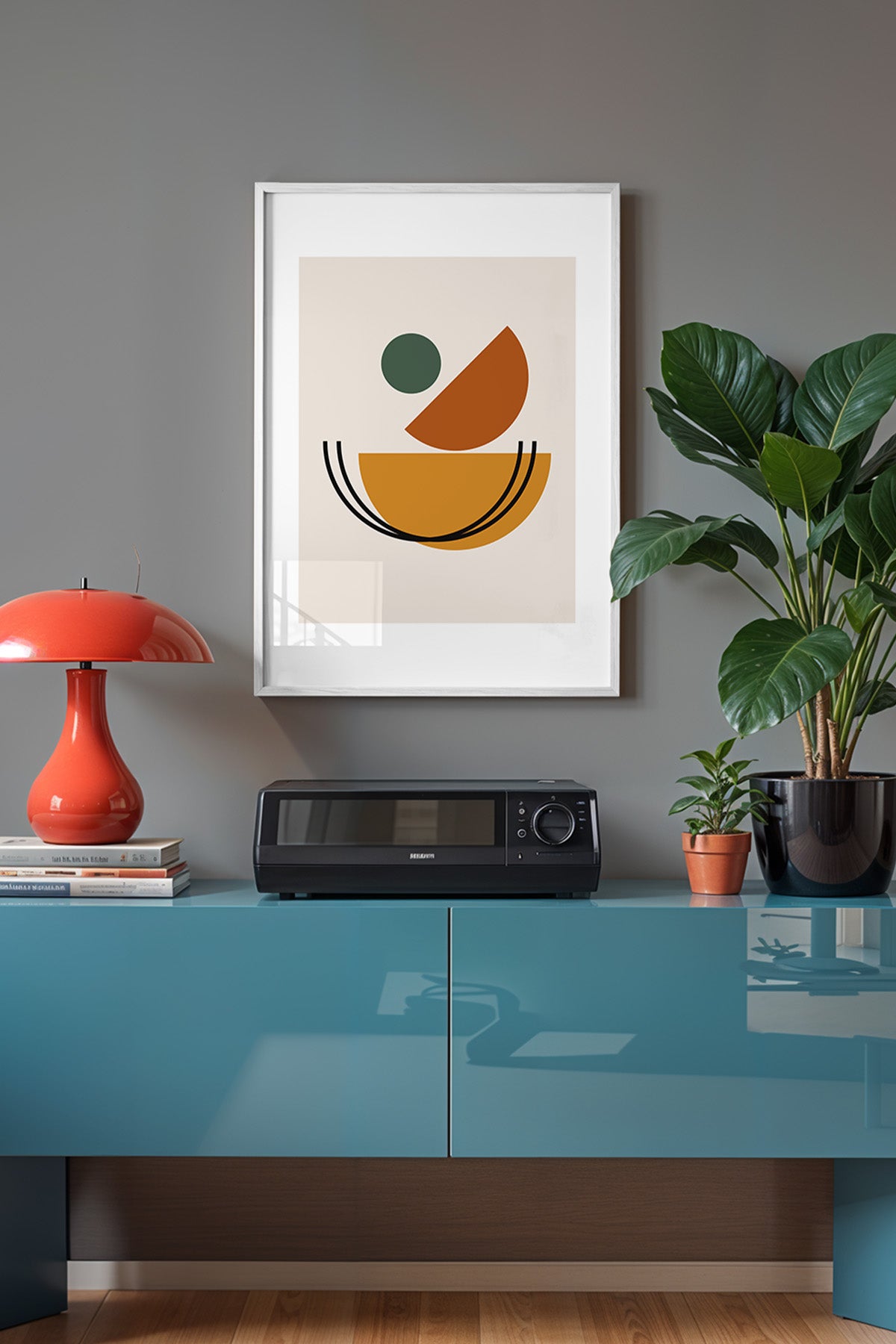 Bauhaus Serisi Beyaz Çerçeveli Poster, Tablo No:100