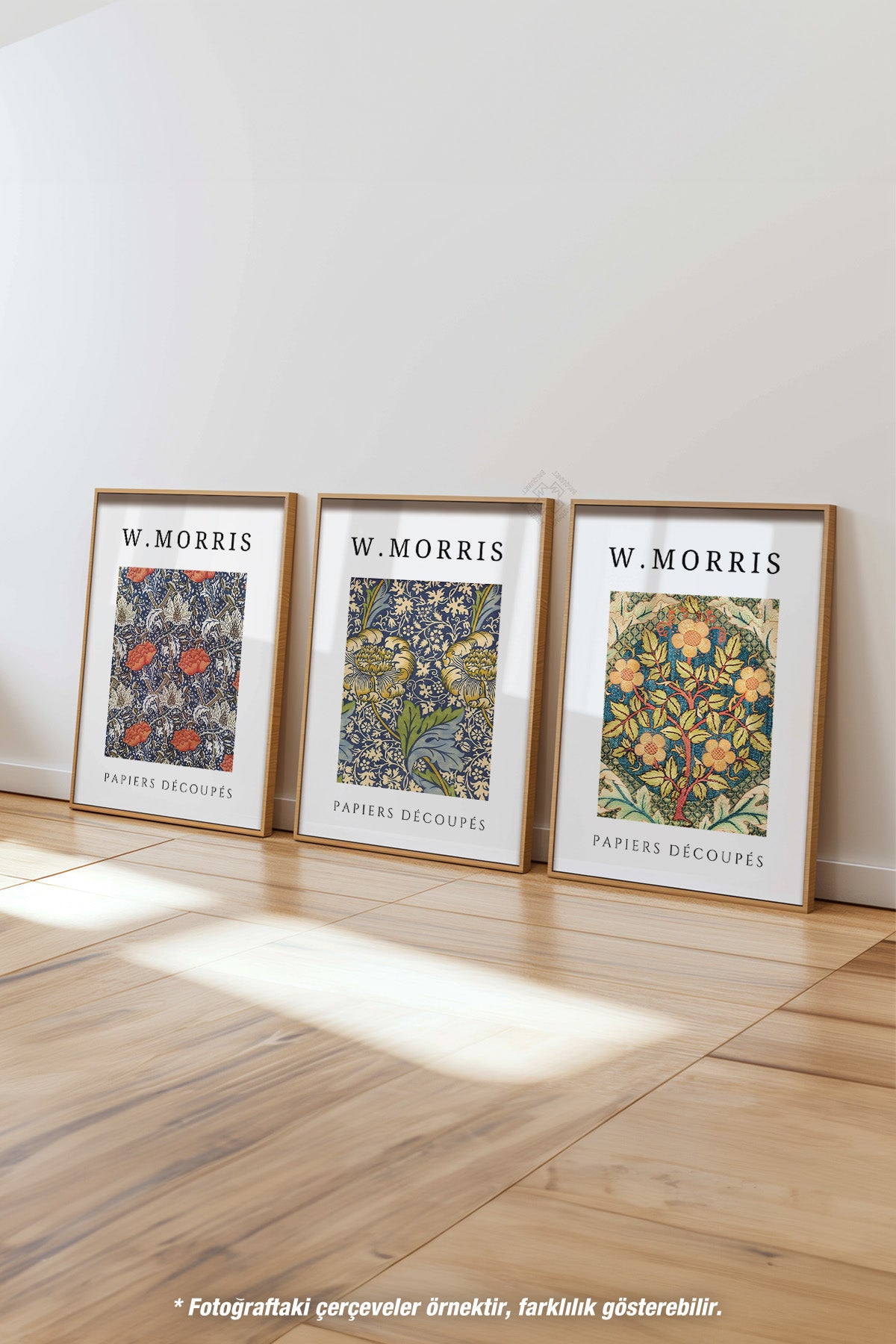 Morris Sanatsal Dekorasyon 3'lü Ahşap Çerçeveli Poster, Tablo Seti No:7