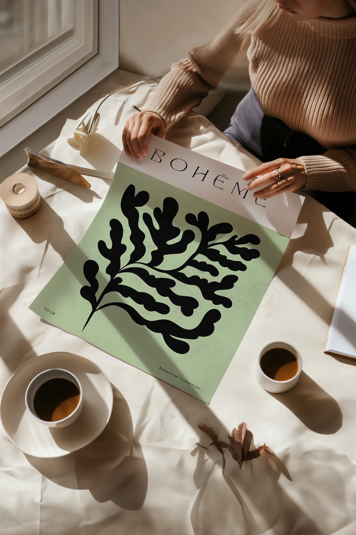 Minimalist Bohem Dekor 4'lü Poster Seti, Duvar Dekoru No:9