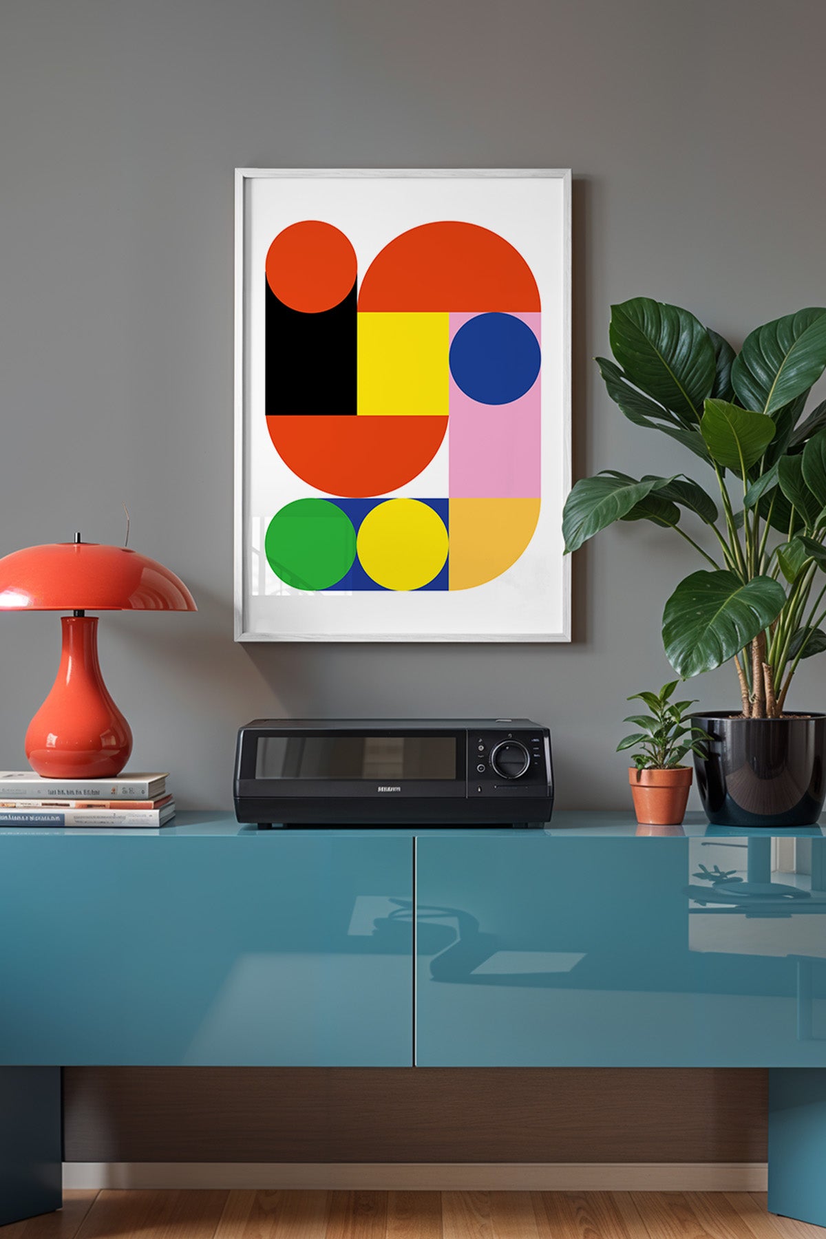 Bauhaus Serisi Beyaz Çerçeveli Poster, Tablo No:15