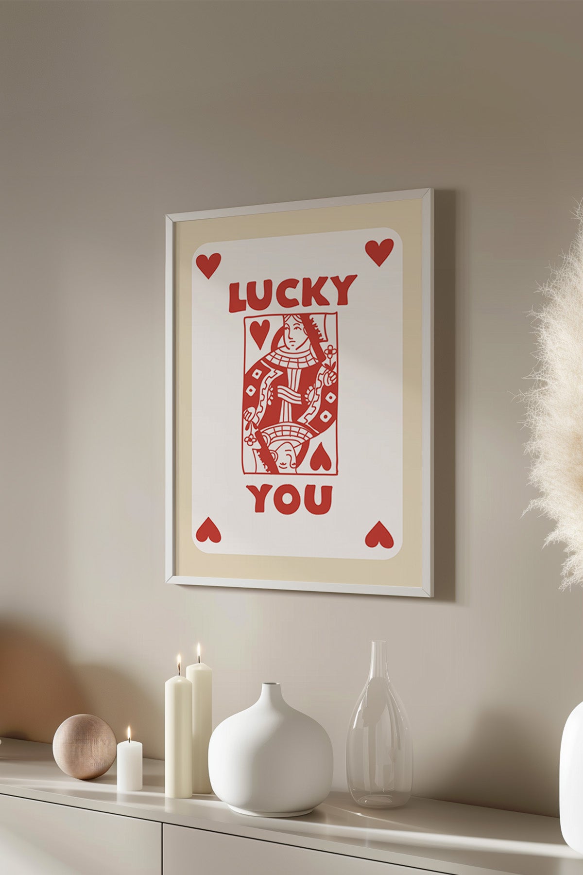 Lucky You Serisi Beyaz Çerçeveli Poster, Tablo Duvar Dekoru No:61