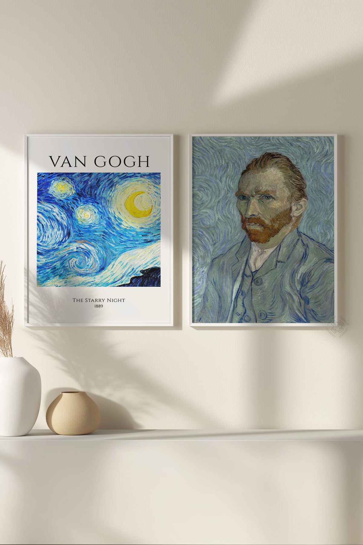 Van Gogh 2'li Beyaz Çerçeveli Poster, Tablo Seti No:37