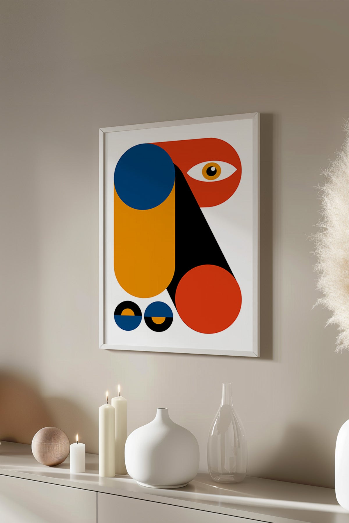 Bauhaus Serisi Beyaz Çerçeveli Poster, Tablo No:5