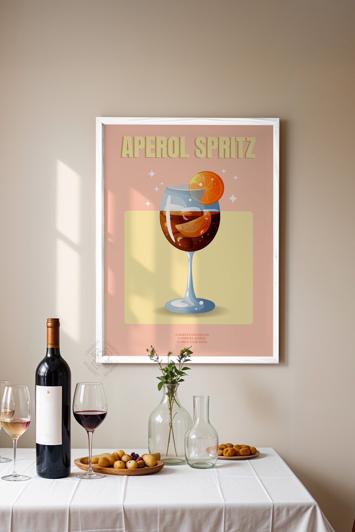 Kokteyl Serisi Beyaz Çerçeveli Poster, Tablo, Cafe, Restoran, Mutfak Duvar Dekoru No:49