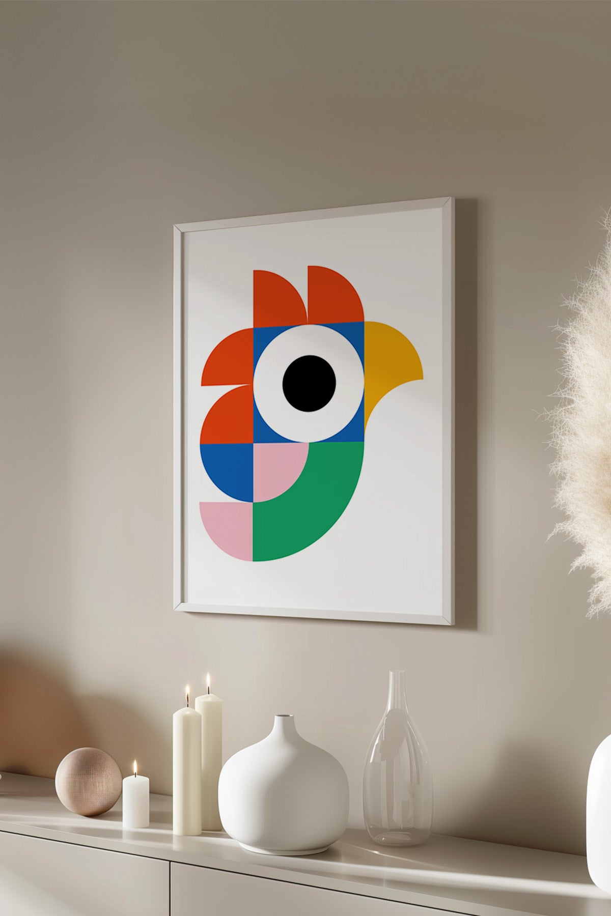Bauhaus Serisi Beyaz Çerçeveli Poster, Tablo No:10