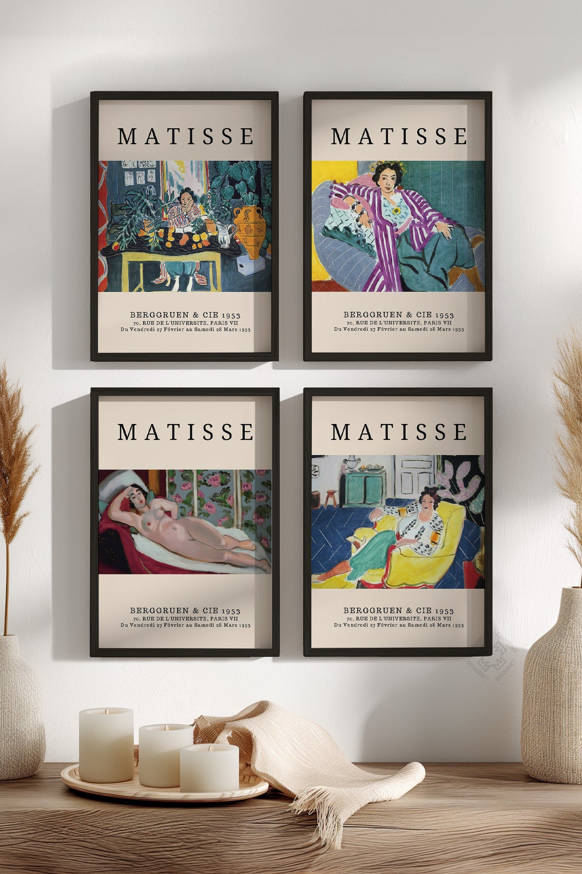 Matisse 4'lü Siyah Çerçeveli Poster, Tablo Seti No:55