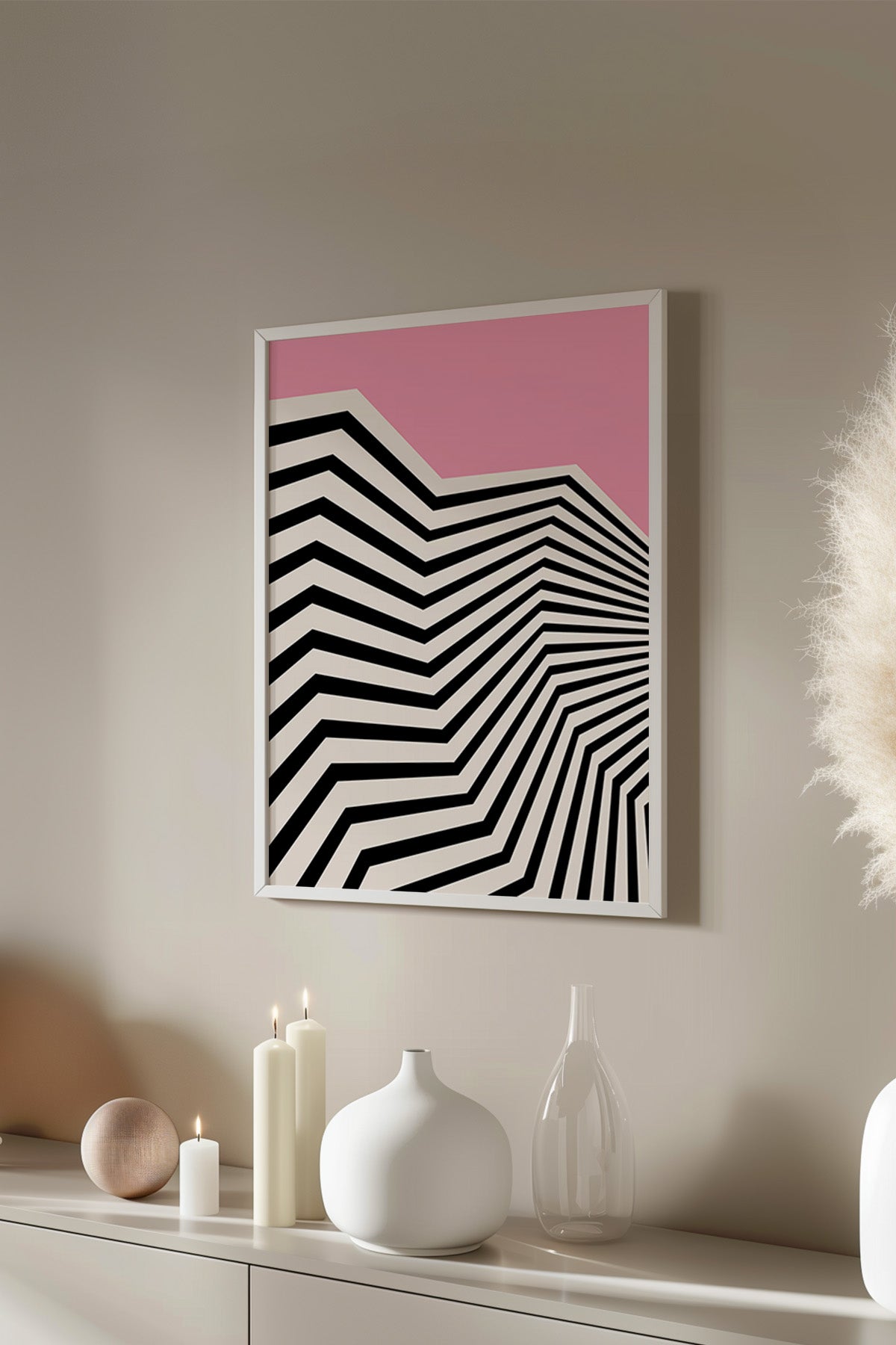 Bauhaus Serisi Beyaz Çerçeveli Poster, Tablo No:65