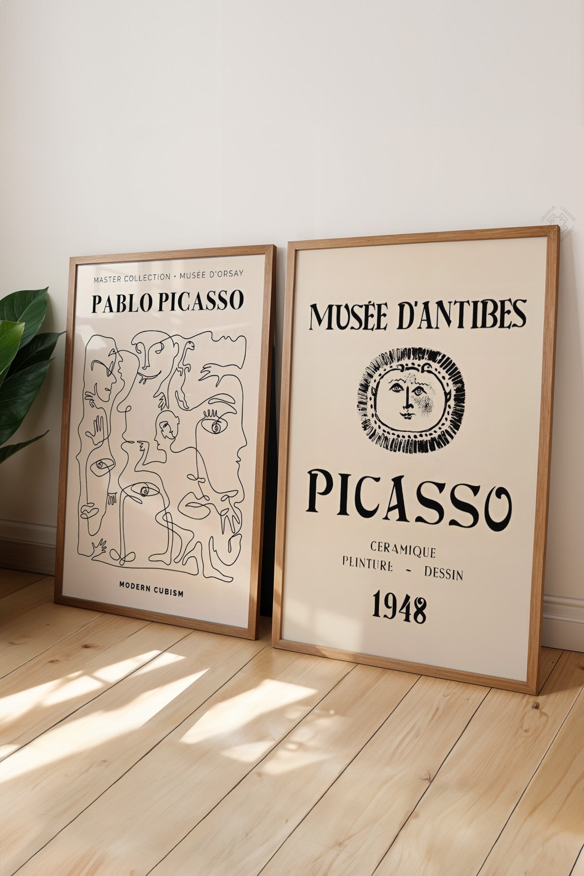 Picasso Minimal 2'li Ahşap Çerçeveli Poster, Tablo Seti No:25