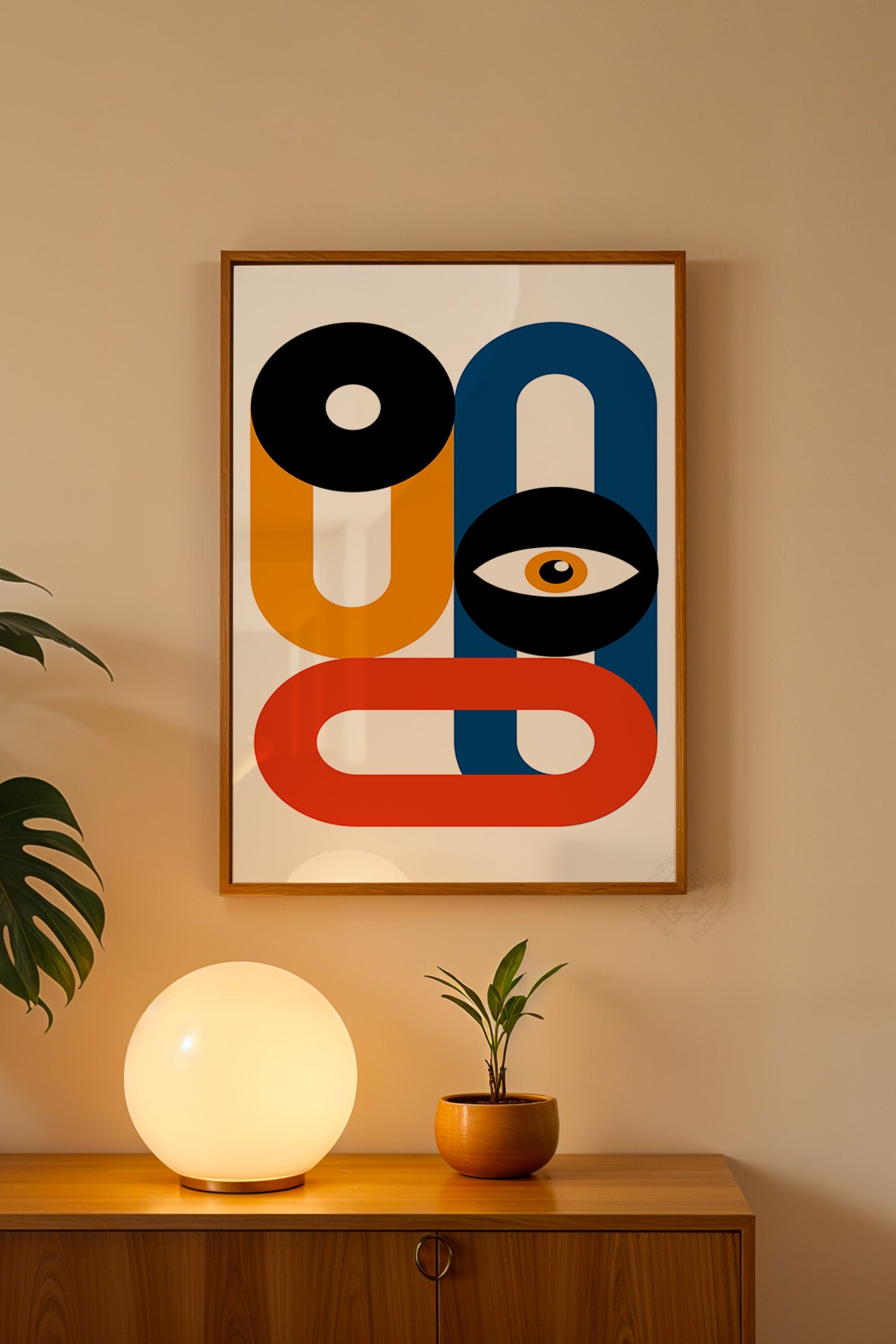 Bauhaus Serisi Ahşap Çerçeveli Poster, Tablo No:2