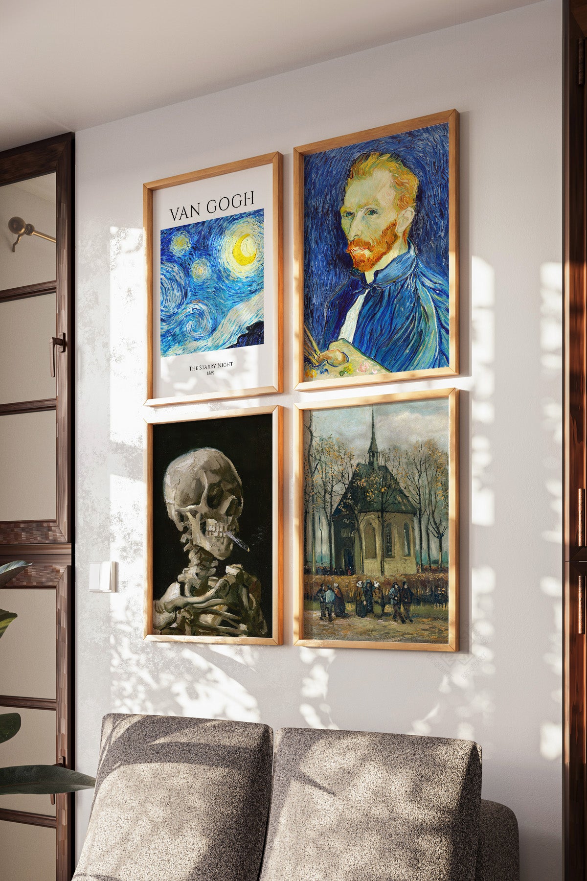 Van Gogh Sanatsal 4'lü Ahşap Çerçeveli Poster, Tablo Seti No:49