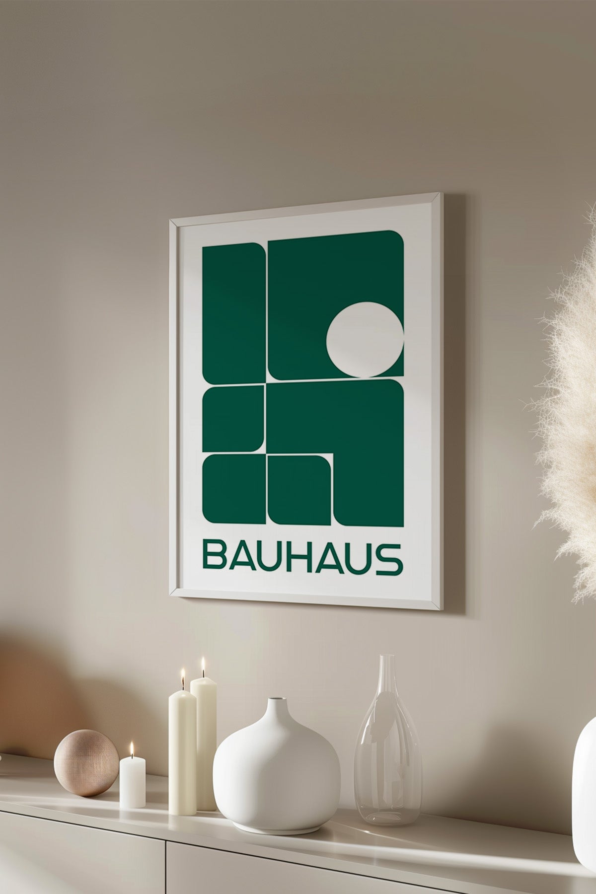 Bauhaus Serisi Beyaz Çerçeveli Poster, Tablo No:85