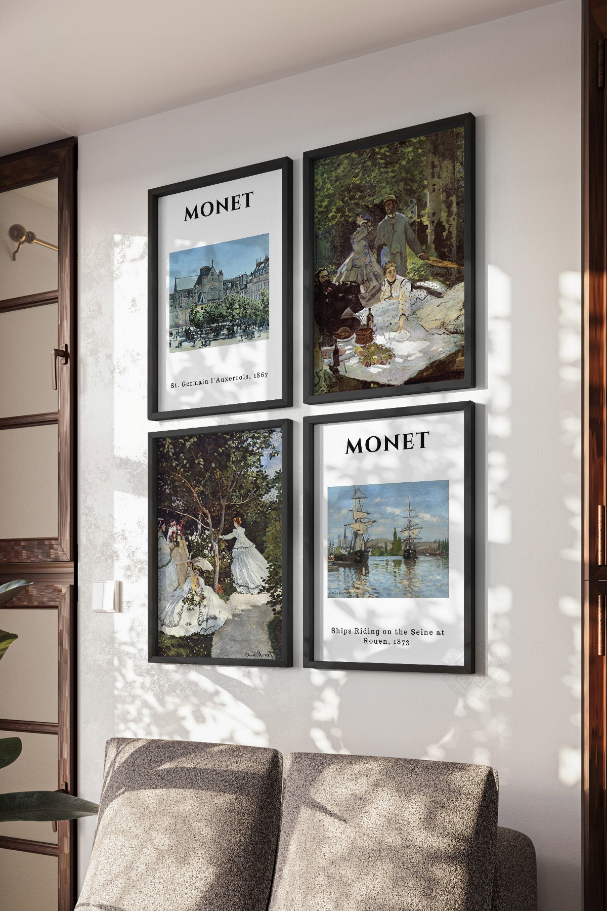 Monet Sanatsal 4'lü Siyah Çerçeveli Poster, Tablo Seti No:52