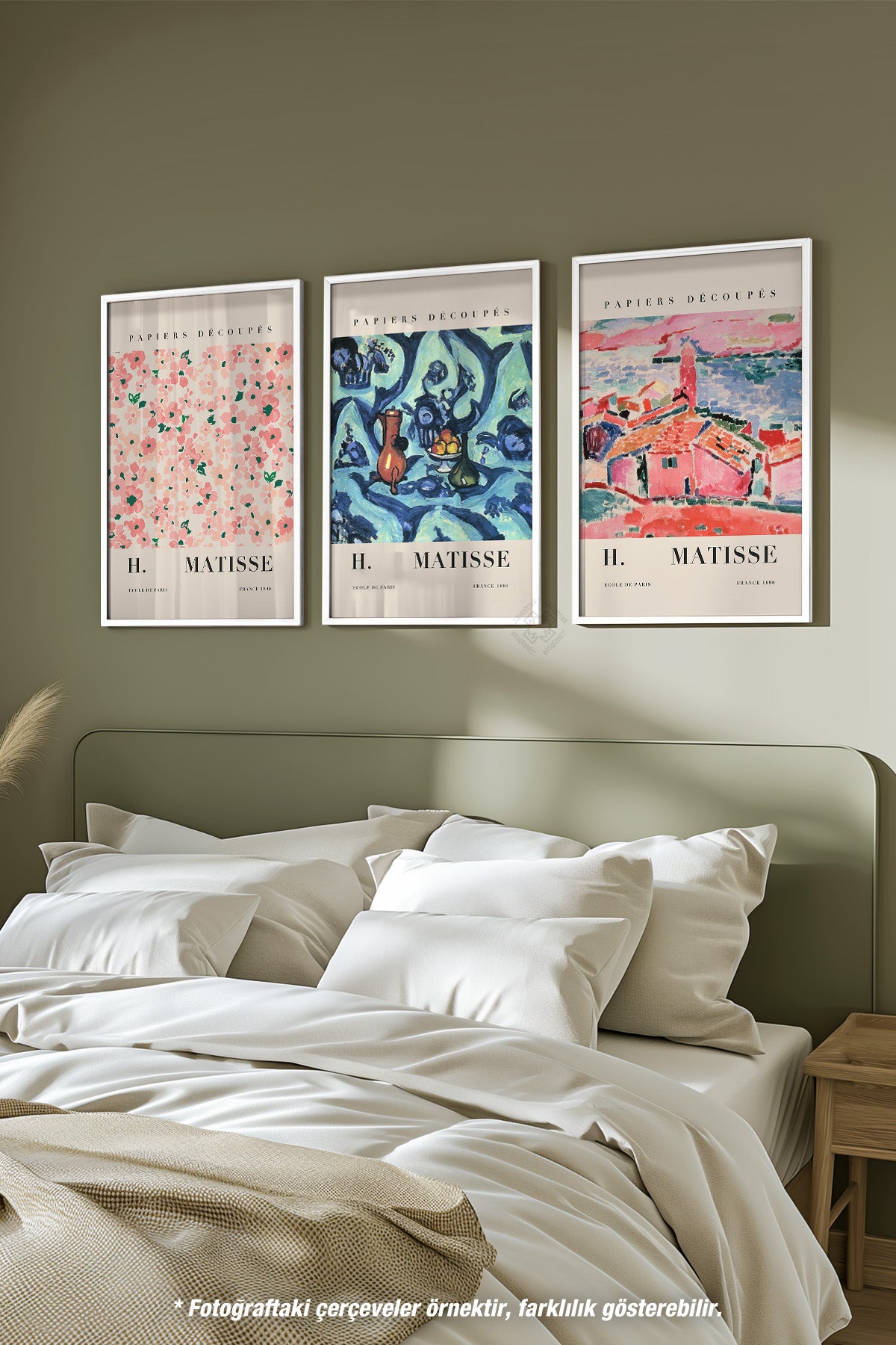 H Matisse 3'lü Beyaz Çerçeveli Poster, Tablo Seti No:17