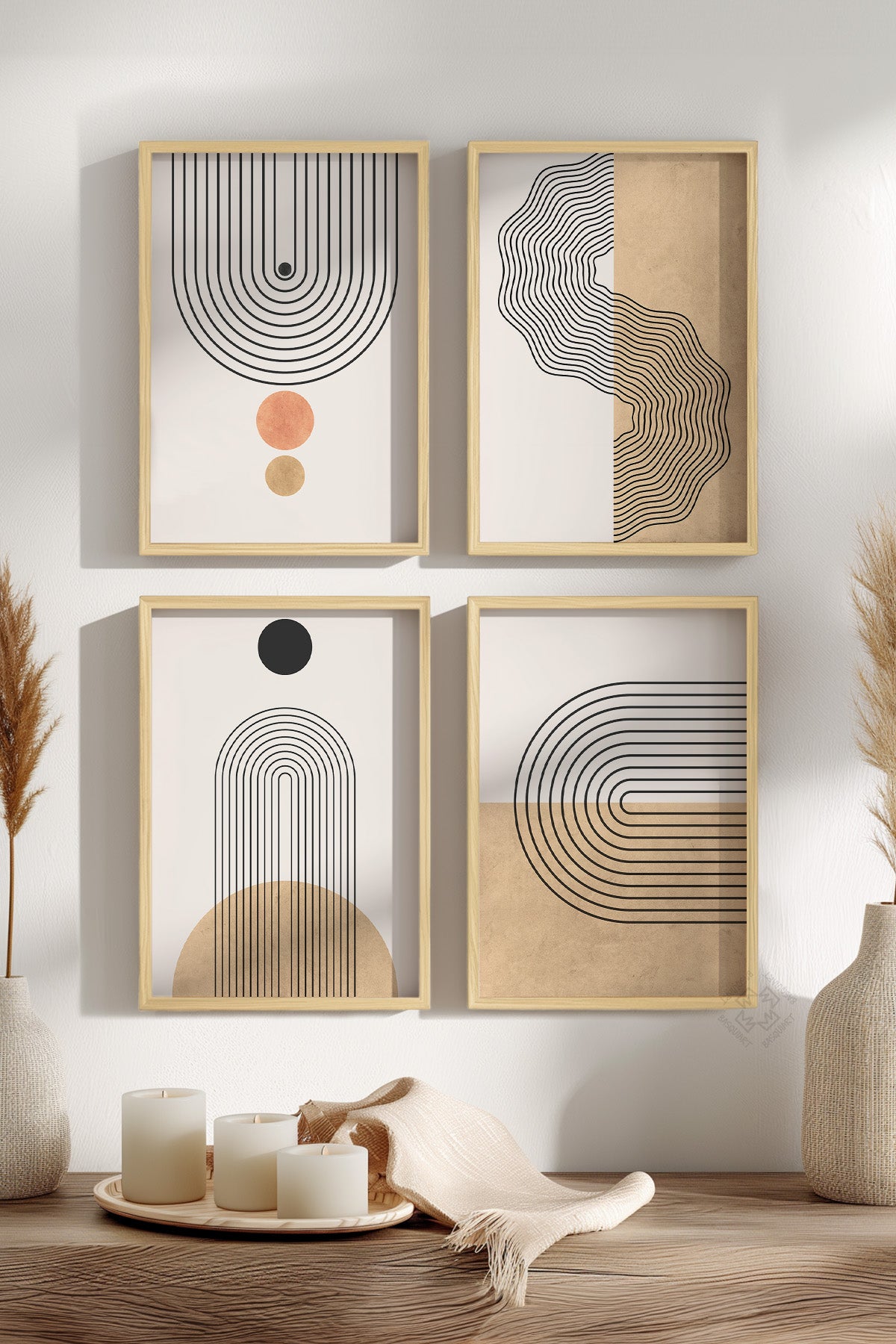 Bohemian 4'lü Ahşap Çerçeveli Poster, Tablo Seti No:16