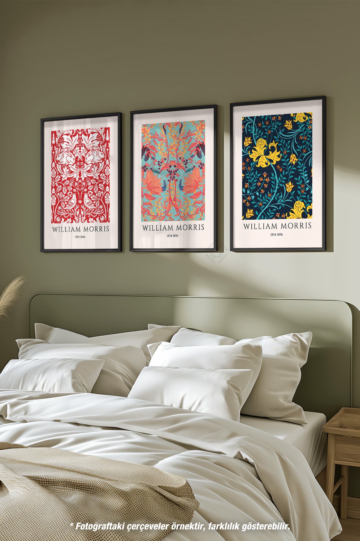 Etnik Desenli 3'lü Siyah Çerçeveli Poster, Tablo Seti No:49
