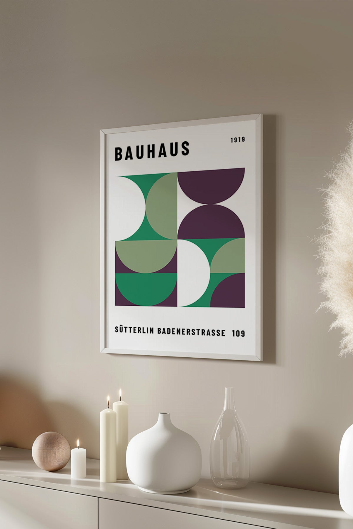 Bauhaus Serisi Beyaz Çerçeveli Poster, Tablo No:92