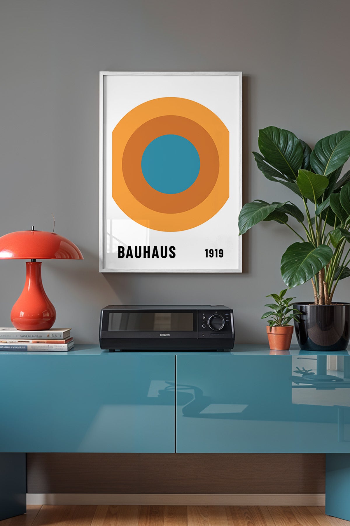 Bauhaus Serisi Beyaz Çerçeveli Poster, Tablo No:93