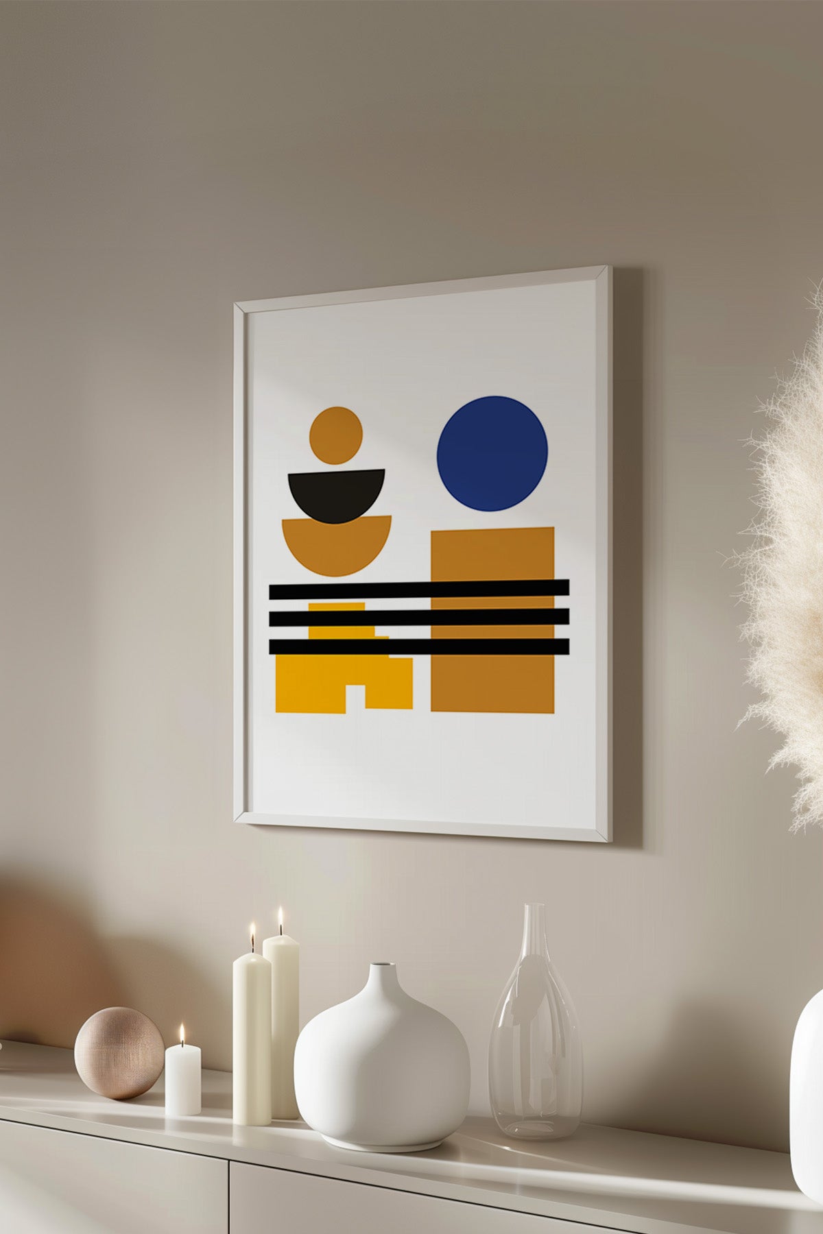Bauhaus Serisi Beyaz Çerçeveli Poster, Tablo No:103