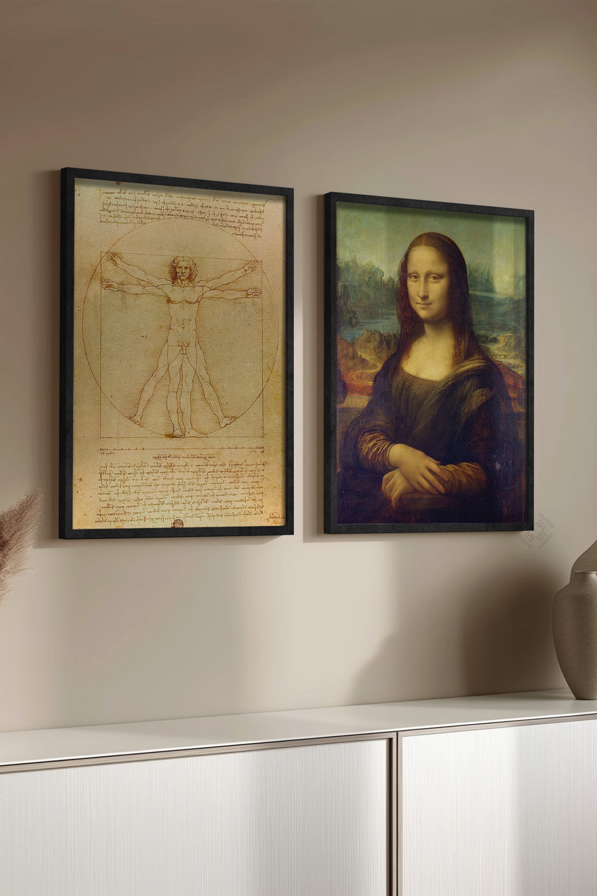 Leonardo da Vinci 2'li Siyah Çerçeveli Poster, Tablo Seti No:34