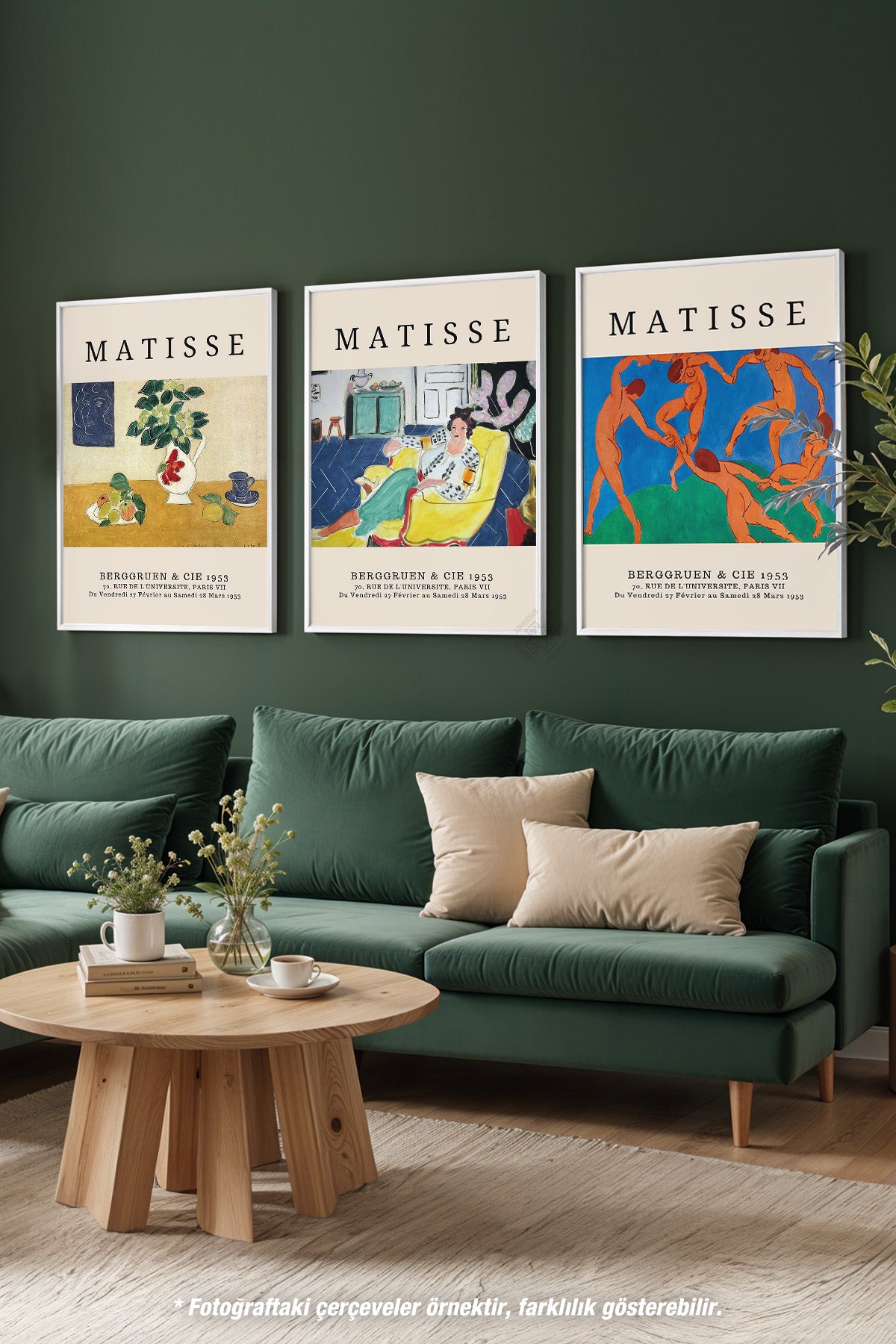 Matisse Vintage 3'lü Beyaz Çerçeveli Poster, Tablo Seti No:14