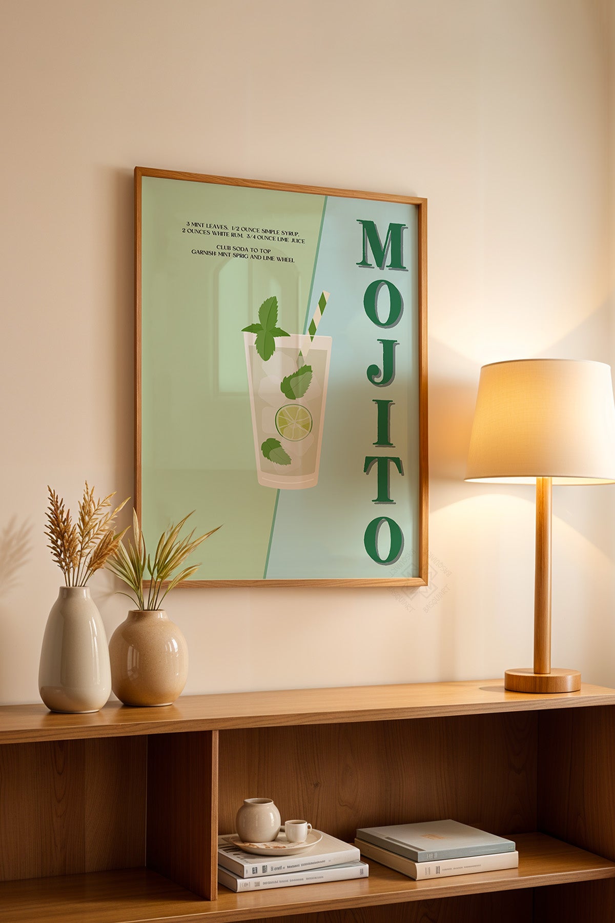 Kokteyl Serisi Ahşap Çerçeveli Poster, Tablo, Cafe, Restoran, Mutfak Duvar Dekoru No:51