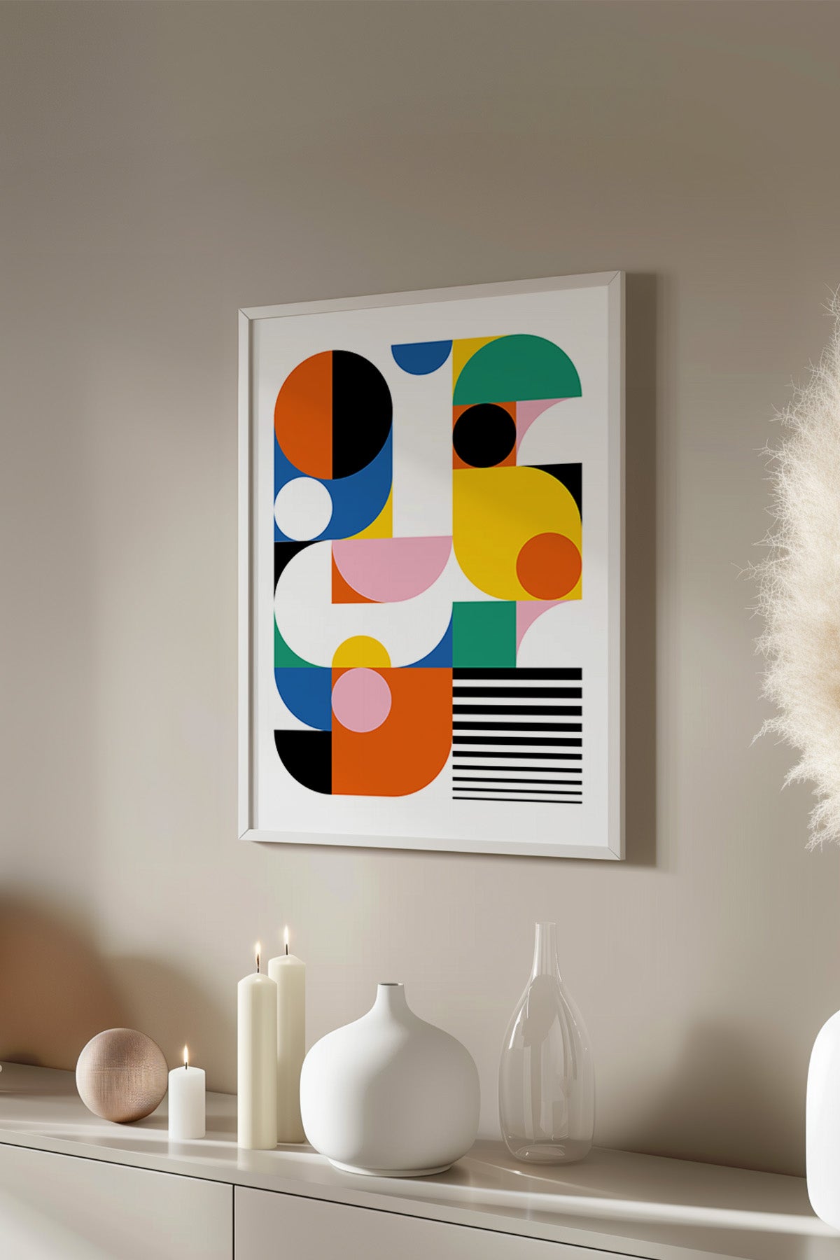 Bauhaus Serisi Beyaz Çerçeveli Poster, Tablo No:11