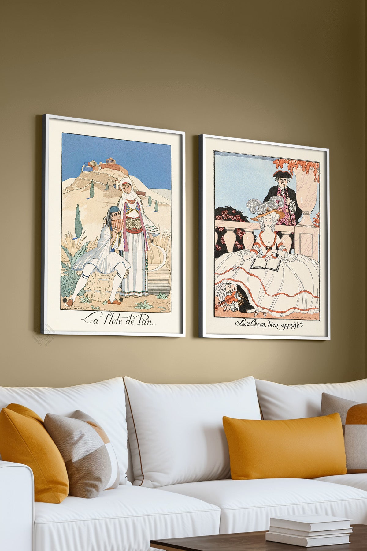 Vintage İllüstrasyon 2'li Beyaz Çerçeveli Poster, Tablo Seti No:40