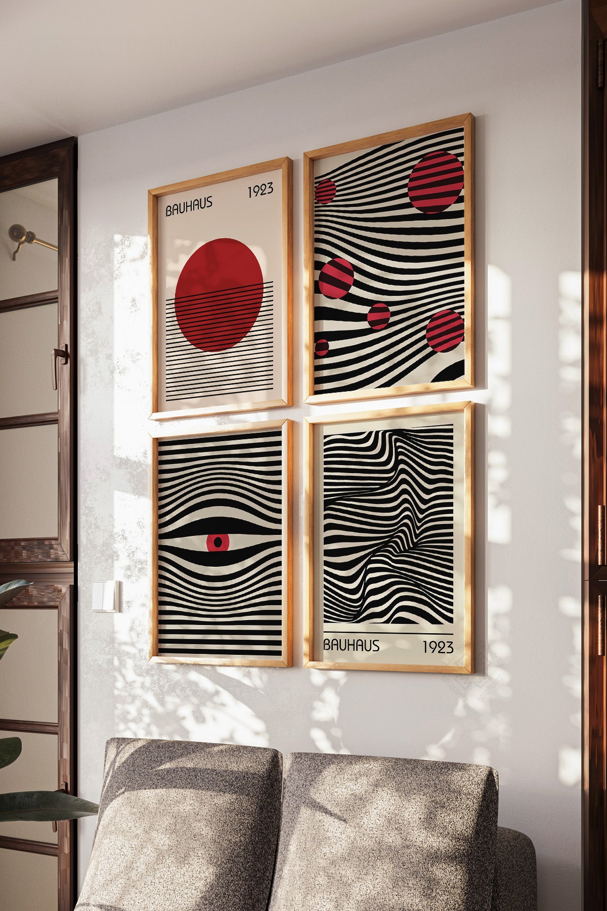 Bauhaus 4'lü Ahşap Çerçeveli Poster, Tablo Seti No:32