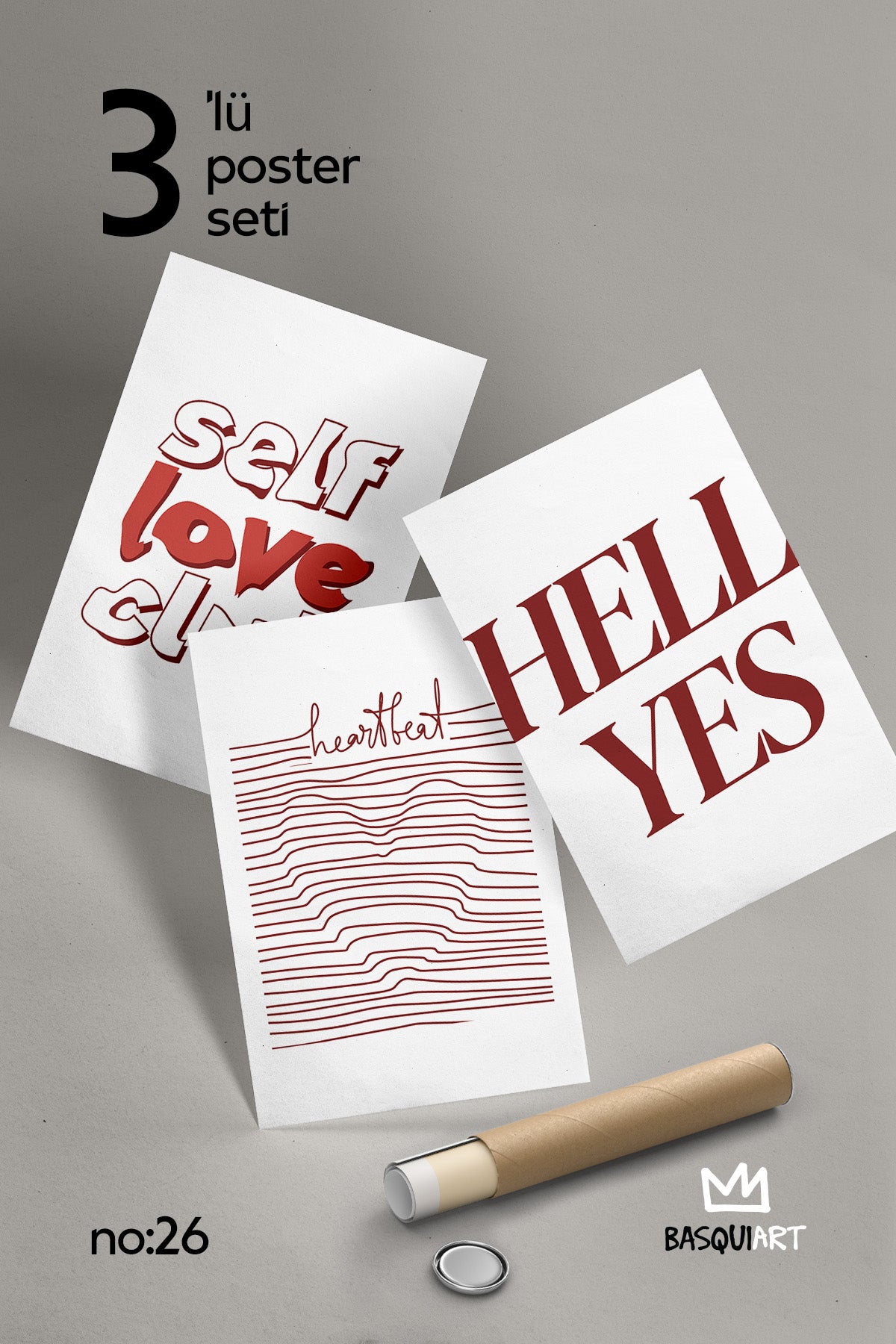 Modern Tipografi 3'lü Poster Seti, Duvar Dekoru No:26