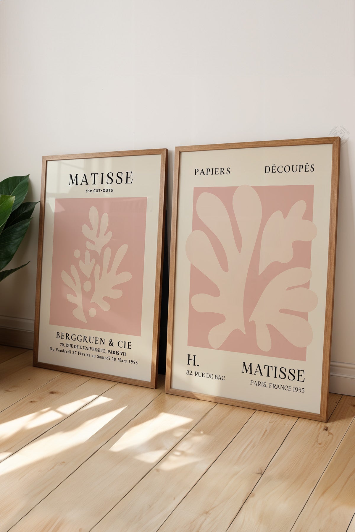 Pembe Matisse 2'li Ahşap Çerçeveli Poster, Tablo Seti No:28