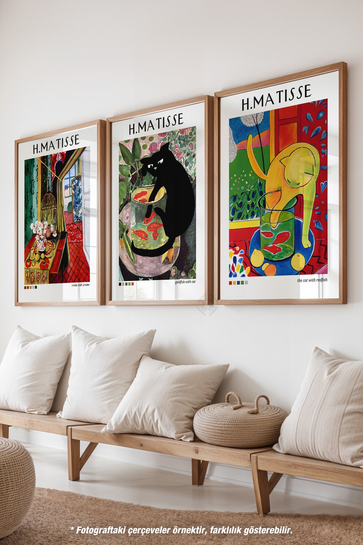 Matisse 3'lü Ahşap Çerçeveli Poster, Tablo Seti No:39