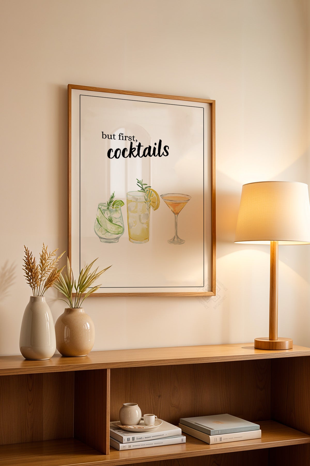 Kokteyl Serisi Ahşap Çerçeveli Poster, Tablo, Cafe, Restoran, Mutfak Duvar Dekoru No:33