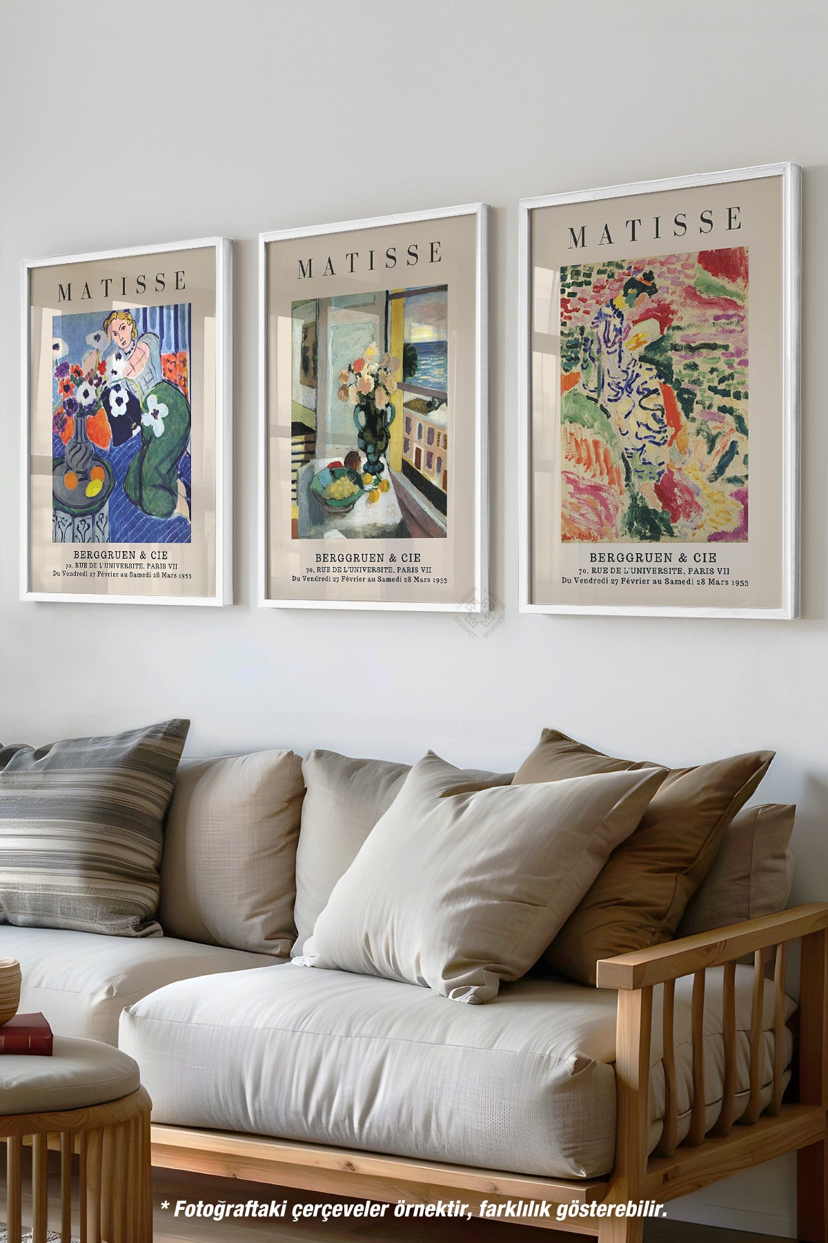 Matisse 3'lü Beyaz Çerçeveli Poster, Tablo Seti No:16