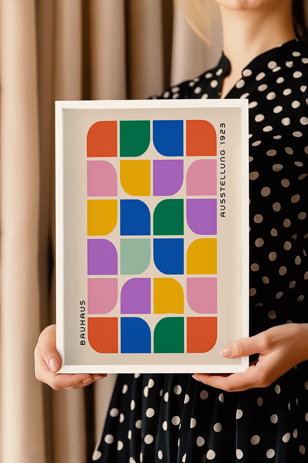 Bauhaus Serisi Beyaz Çerçeveli Poster, Tablo No:99