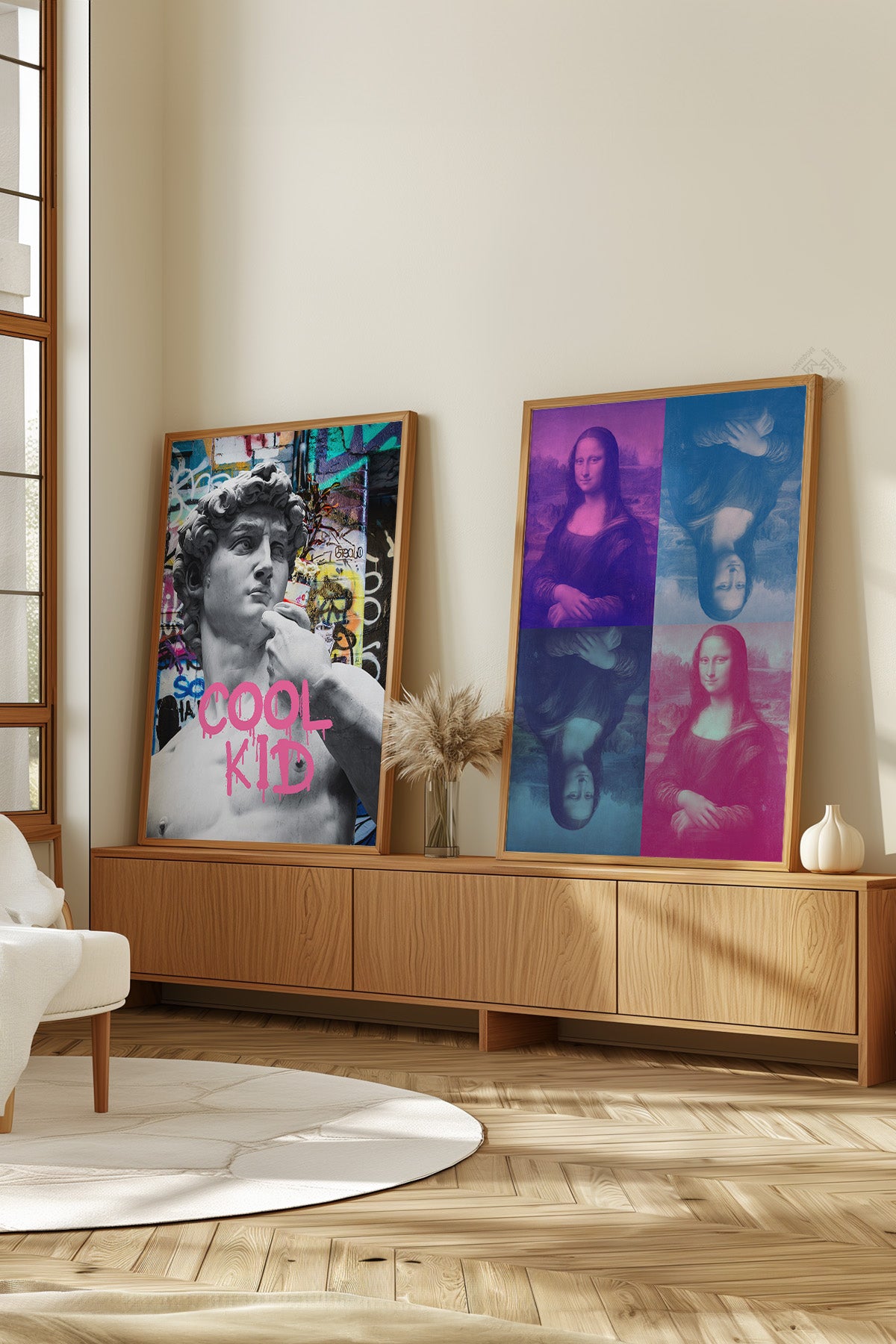 Modern Sanat 2'li Ahşap Çerçeveli Poster, Tablo Seti No:35