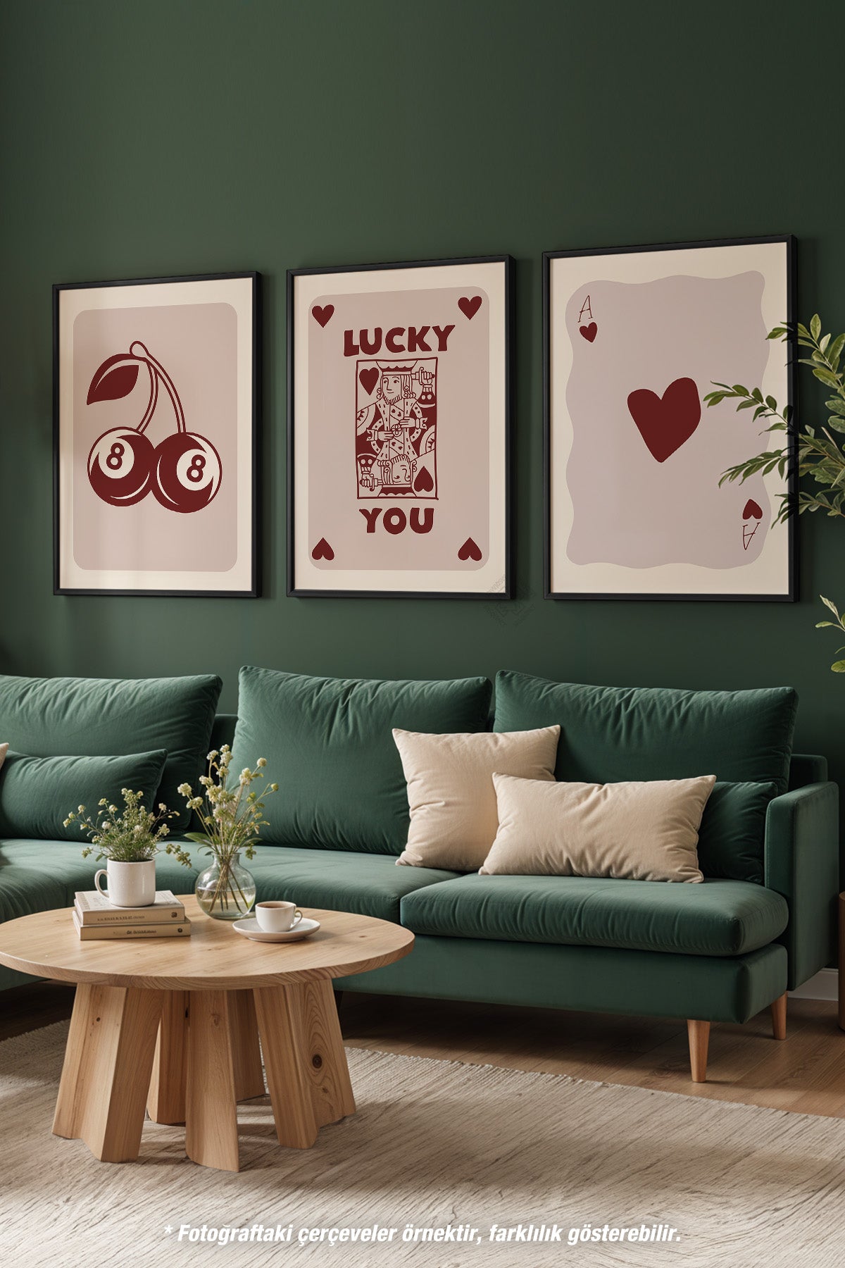 İskambil 3'lü Siyah Çerçeveli Poster, Tablo Seti No:29