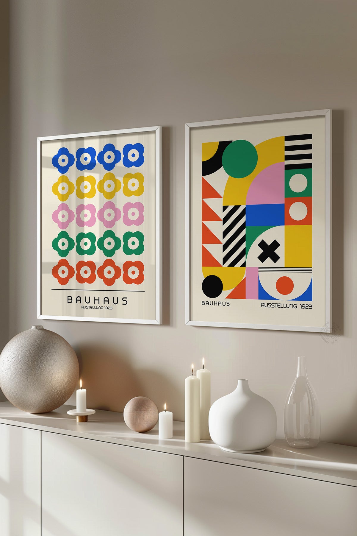Bauhaus 2'li Beyaz Çerçeveli Poster, Tablo Seti No:29