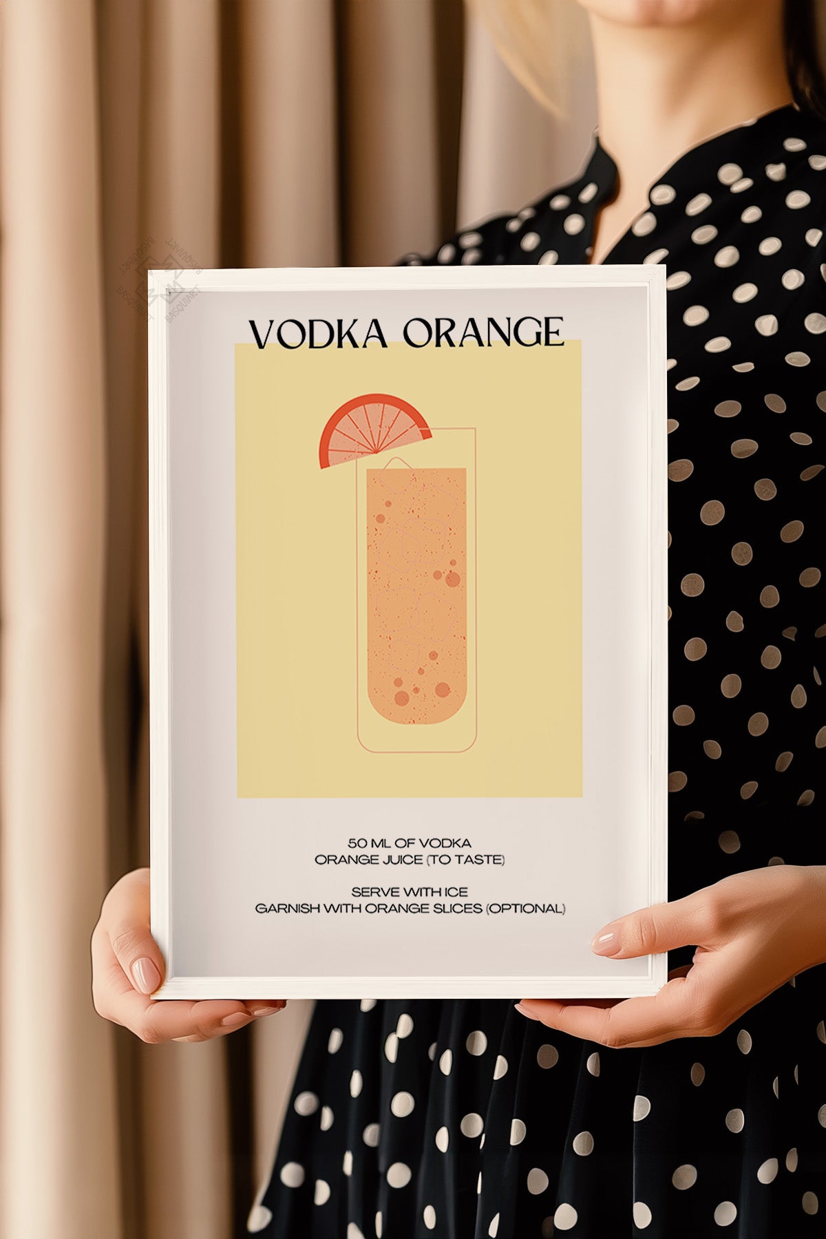 Kokteyl Serisi Beyaz Çerçeveli Poster, Tablo, Cafe, Restoran, Mutfak Duvar Dekoru No:18