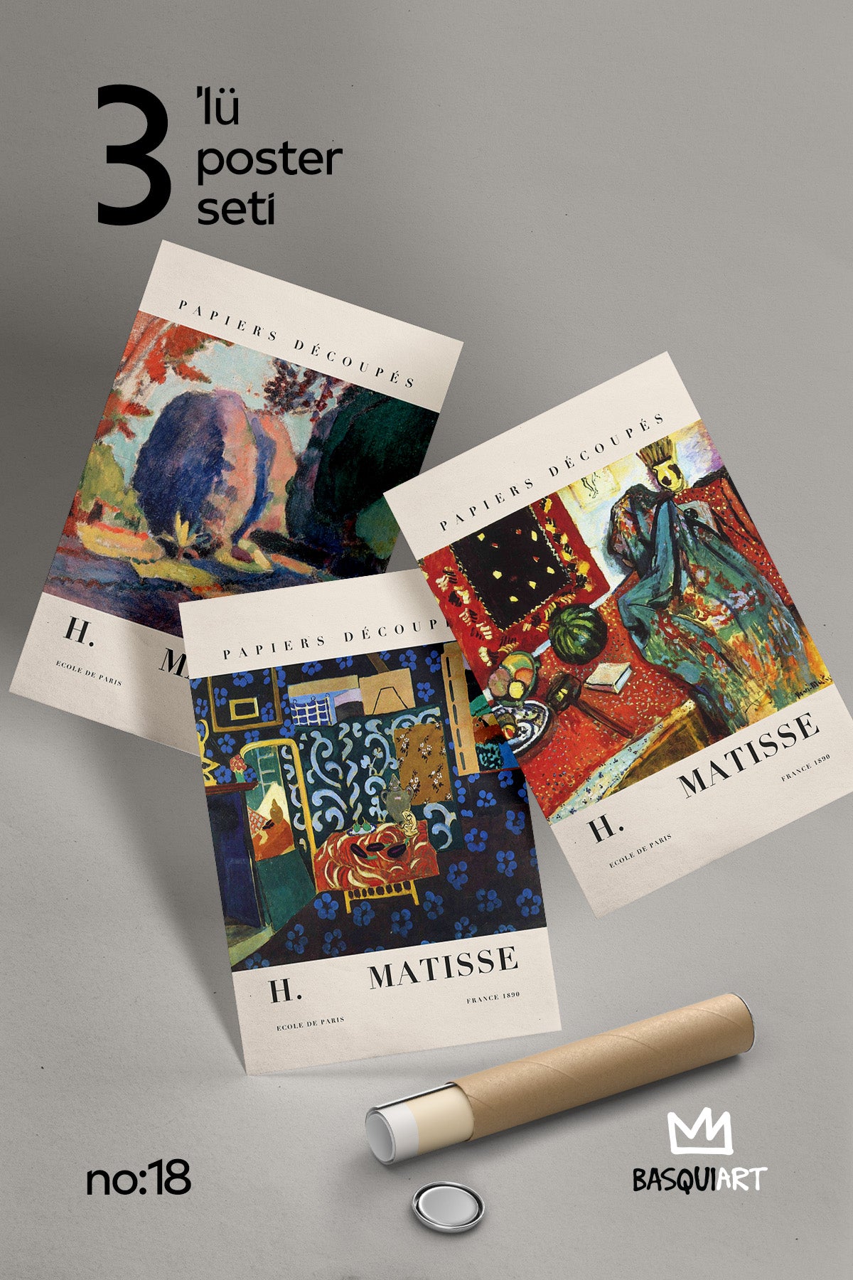 Henri Matisse 3'lü Poster Seti, Duvar Dekoru No:18
