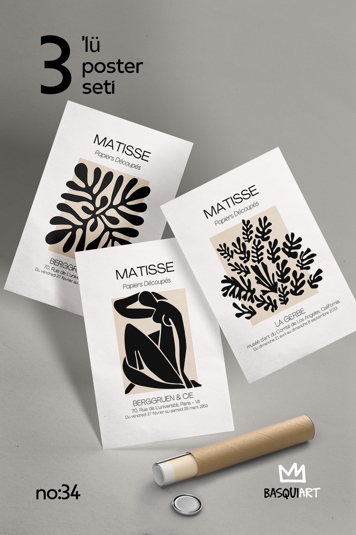 Bohem Matisse 3'lü Poster Seti, Duvar Dekoru No:34