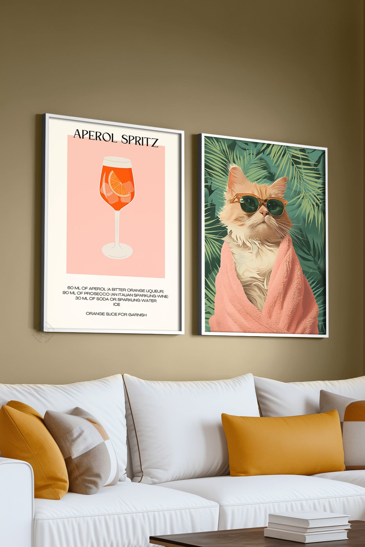 Modern 2'li Beyaz Çerçeveli Poster, Tablo Seti No:31