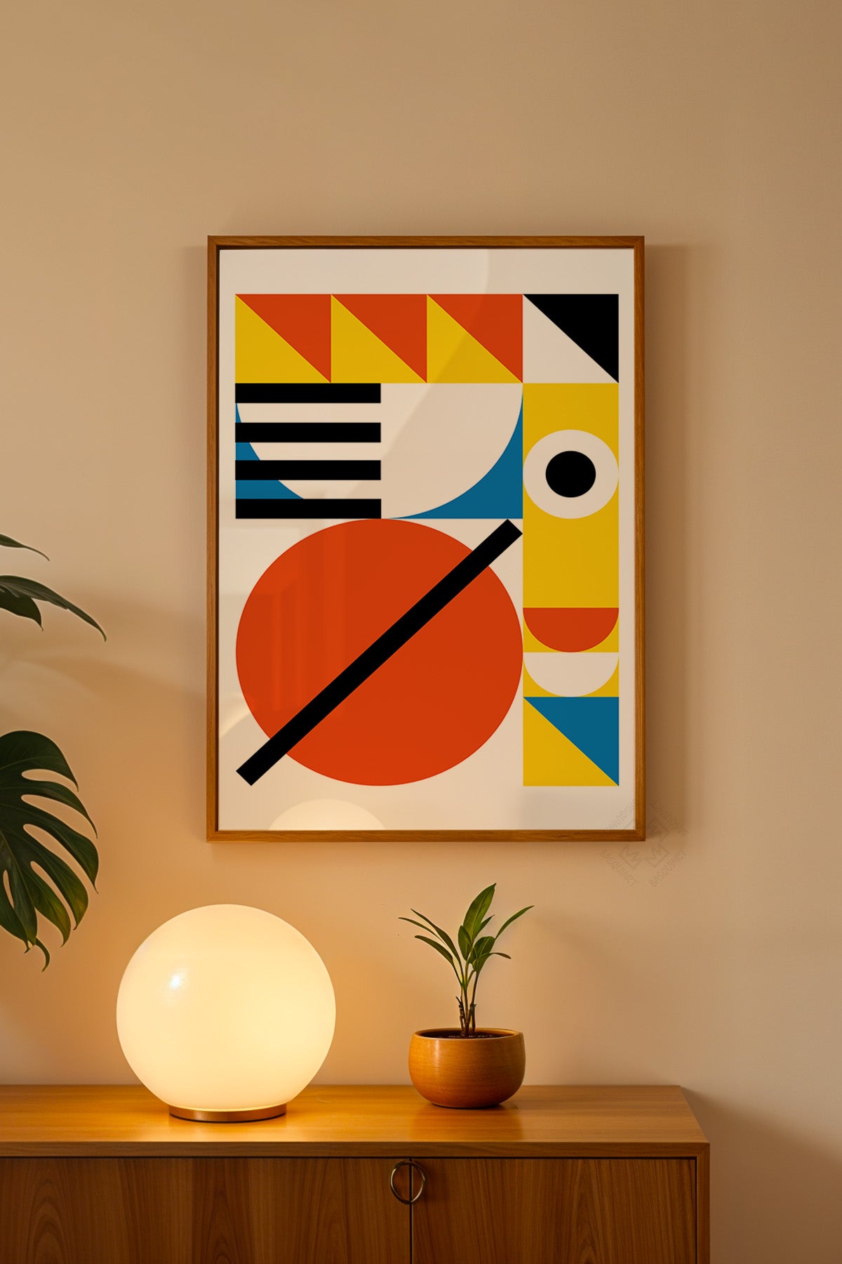 Bauhaus Serisi Ahşap Çerçeveli Poster, Tablo No:6
