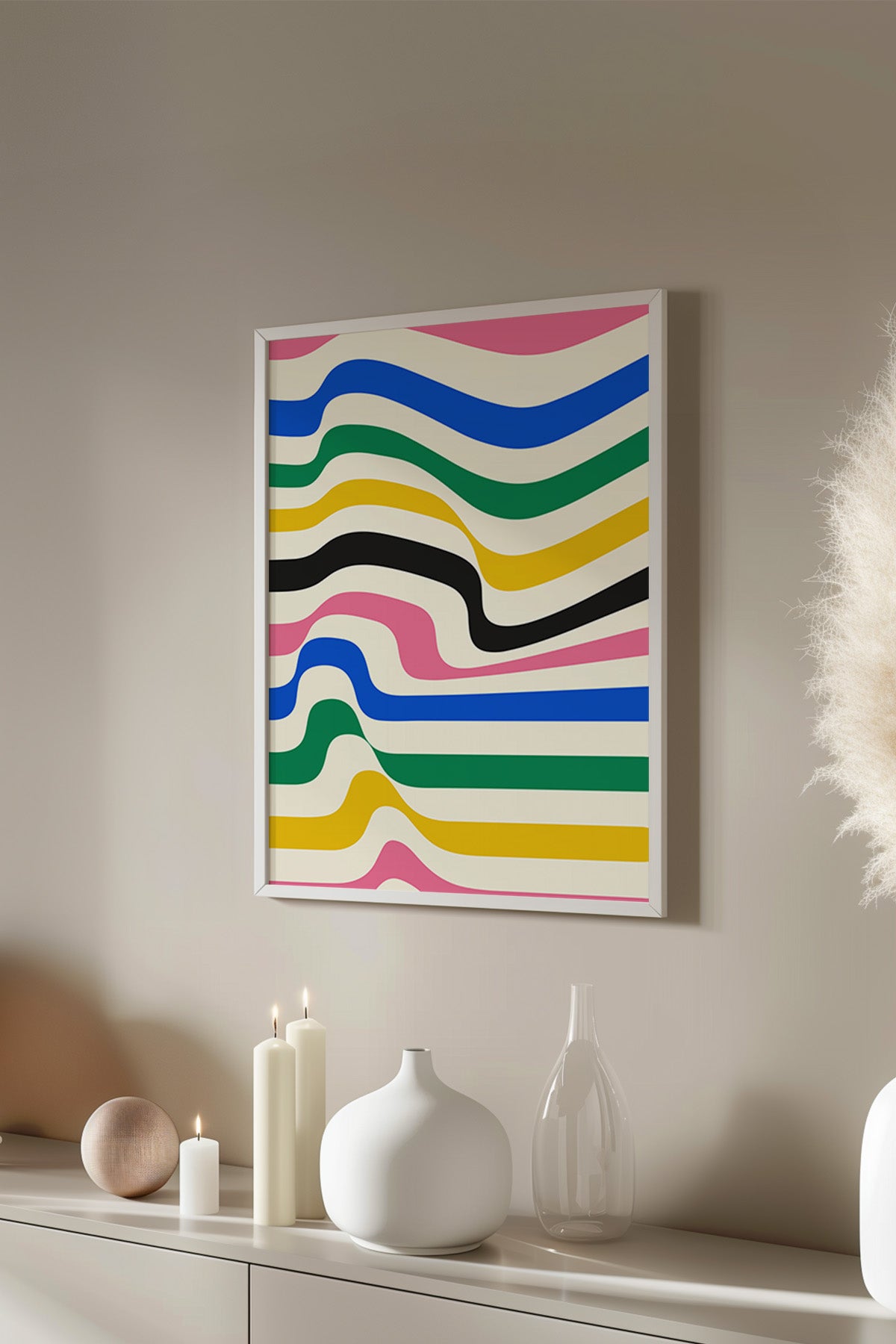 Bauhaus Serisi Beyaz Çerçeveli Poster, Tablo No:36