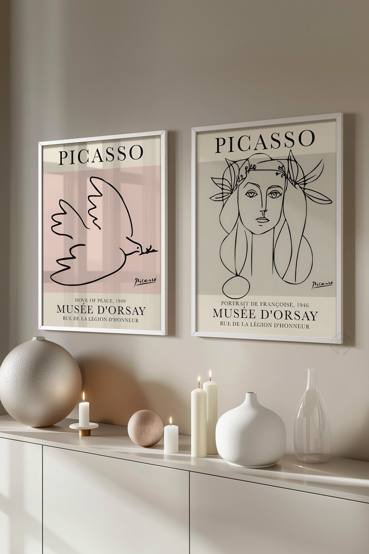 Picasso 2'li Beyaz Çerçeveli Poster, Tablo Seti No:23
