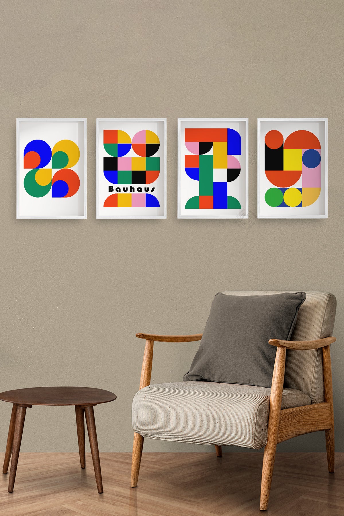 Bauhaus 4'lü Beyaz Çerçeveli Poster, Tablo Seti No:22
