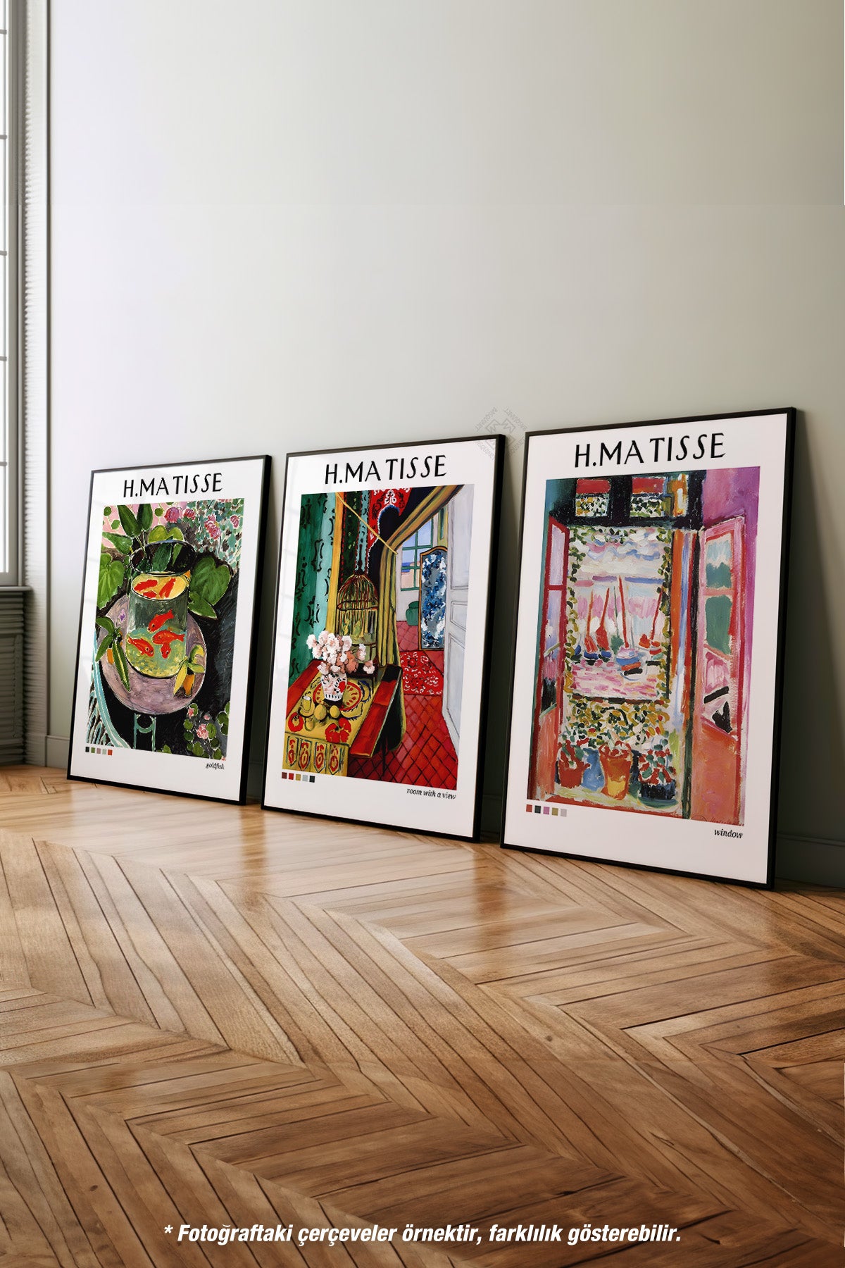 H Matisse 3'lü Siyah Çerçeveli Poster, Tablo Seti No:38